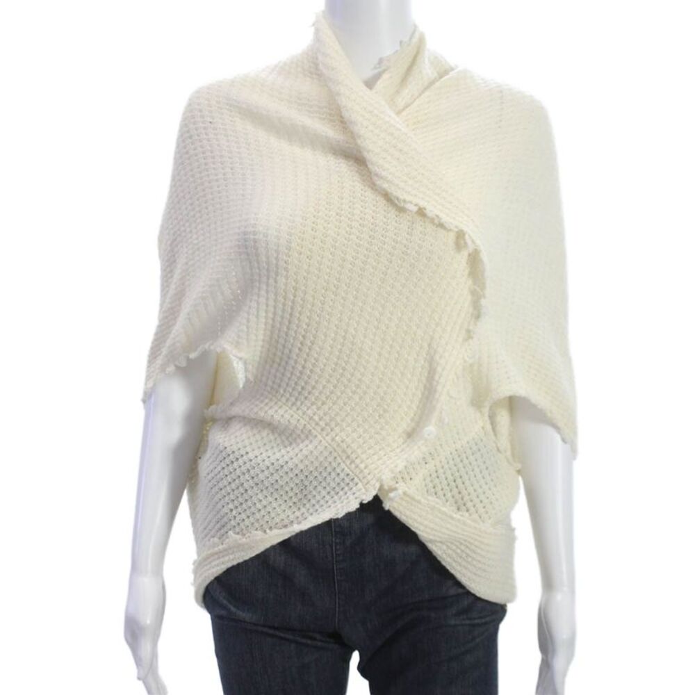 Nicole Miller Collection Womens Cashmere Wrap Sweater Ivory Size One Size